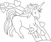 Coloriage dessin licorne coeur arc en ciel